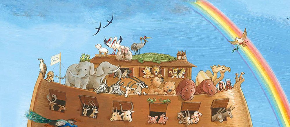 Tiere auf der Arche Noah.