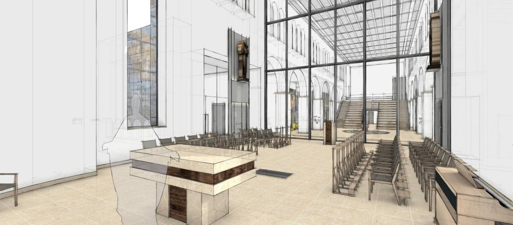 Der Entwurf zeigt: Die Kirche wird nach dem Umbau weiterhin einen Gottesdienstraum haben.
