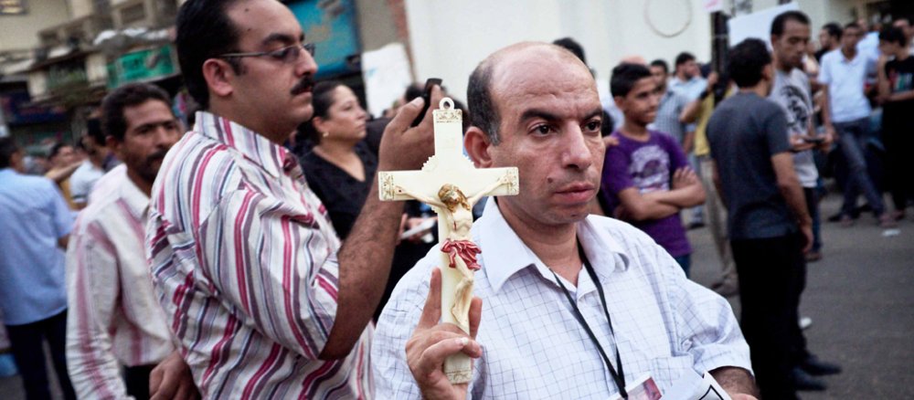 Ernste Lage: Kopten demonstrieren in Kairo.