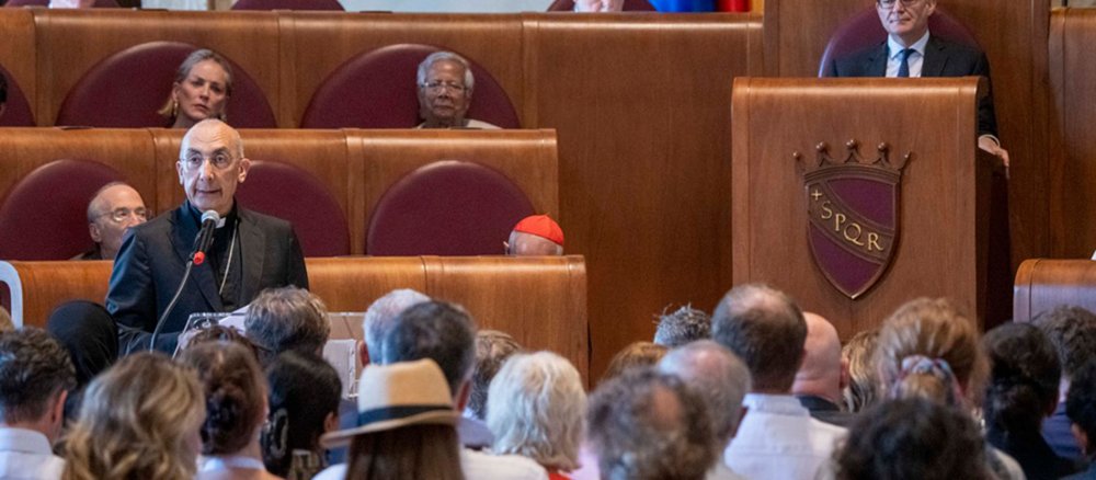 Kardinalvikar Baldassare Reina anlässlich der Vorstellung der Erklärung von Rom im Kapitol.