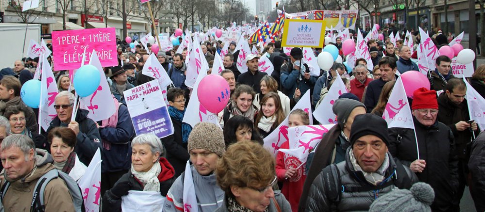 Zehntausende haben am Sonntag, 13.01.13, in Paris gegen die Homo-Ehe demonstriert.