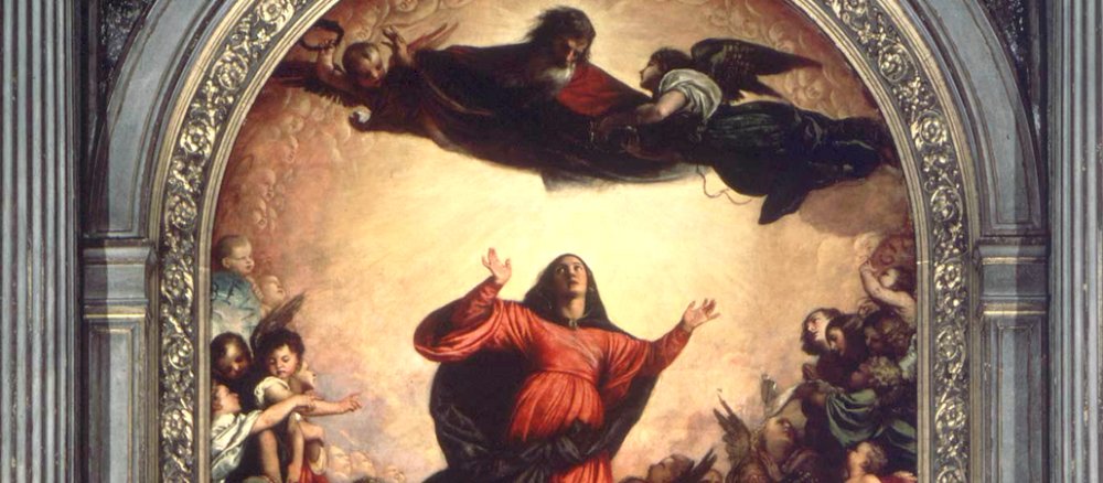 Das Gemälde Mariä Himmelfahrt von Tizian in der Kirche Santa Maria Gloriosa dei Frari in Venedig.
