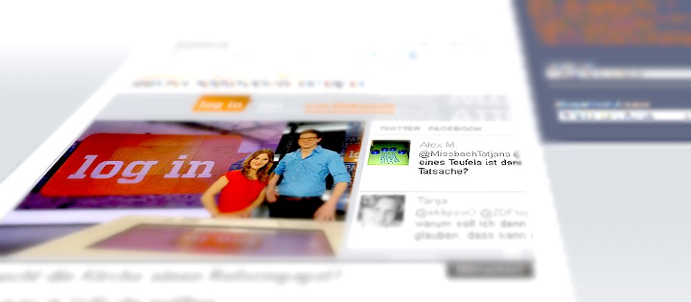 Screenshot der Webseite von ZDF log in.