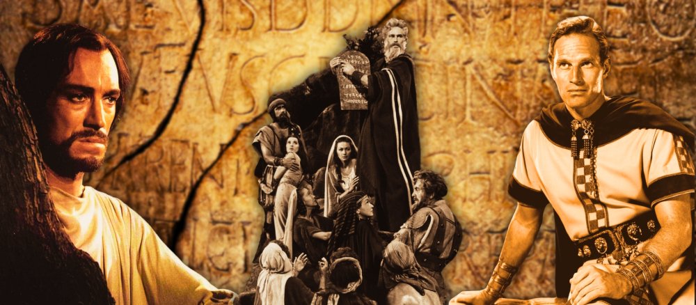 Max von Sydow as Jesus in "The Greatest Story Ever Told"; Charlton Heston as Moses in "The Ten Commandments"; Charlton Heston as Ben Hur in "Ben Hur"