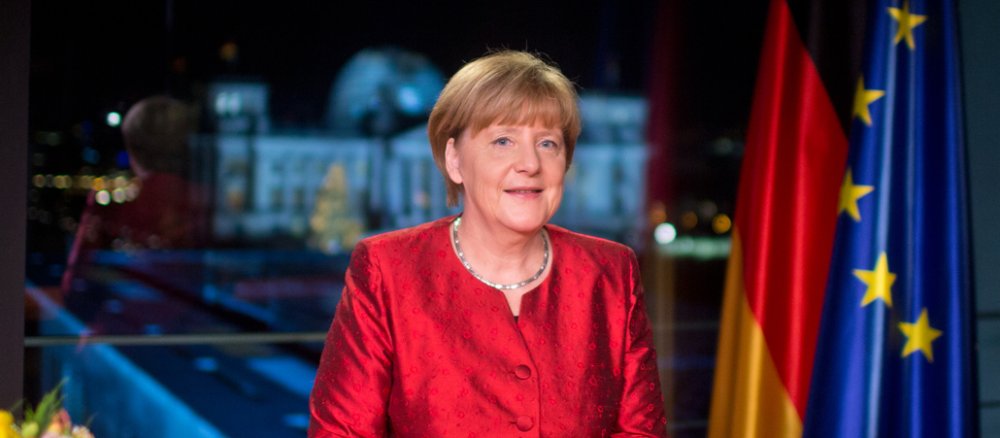 Bundeskanzlerin Angela Merkel bei der Aufzeichnung der traditionellen Neujahrsansprache im Jahr 2015.