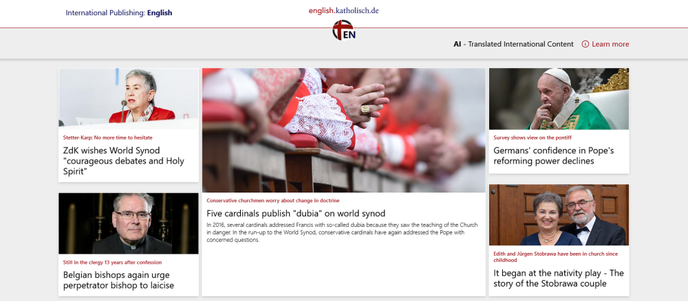 English start page of katholisch.de