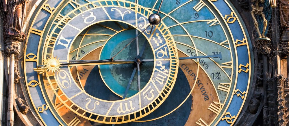 Die berühmte astronomische Rathausuhr in Prag.