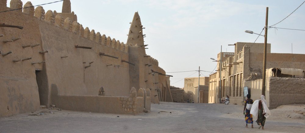 Religion in Timbuktu: Abendstimmung an der Djinger-Ber-Moschee im Zentrum Timbuktus.