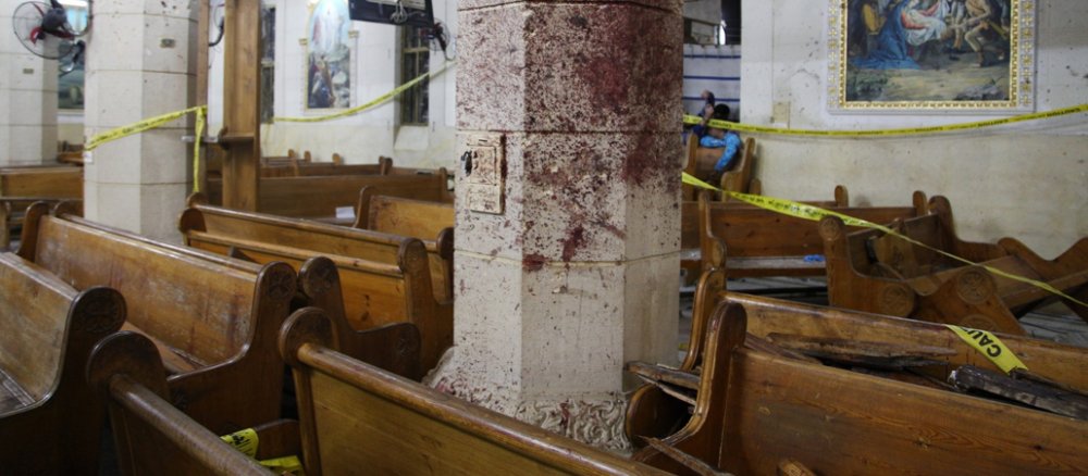 Die St. Georgs-Kirche im ägyptischen Tanta nach dem Anschlag von Palmsonntag 2017.