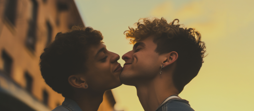 Two men are close to each other