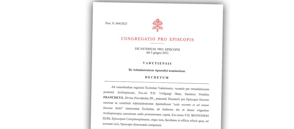 Dekret des Bischofsdikasterium zur Ernennung von Bischof Elbs zum Apostolischen Administrator