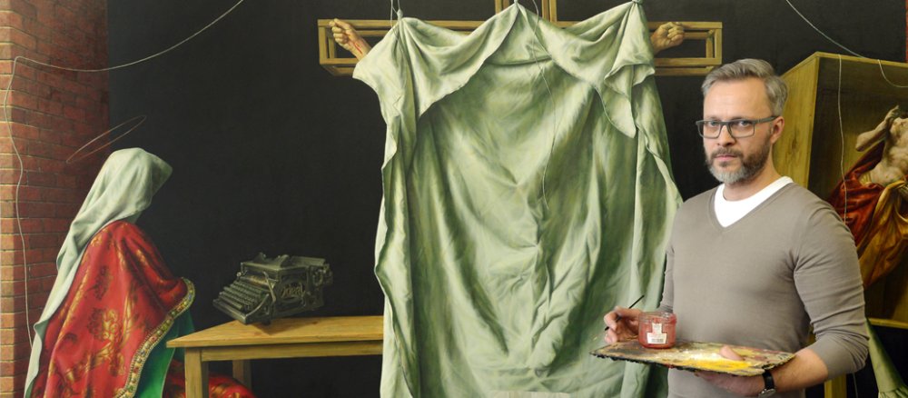 Eine Maler in seinem Atelier.