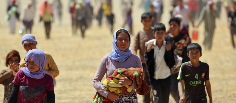 Vor dem Terror der Miliz Islamischer Staat (IS) gerettete Jesiden im Nordirak.