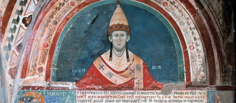 Papst Innozenz III. (Fresko im Kloster San Benedetto (Subiaco) in Subiaco, Latium, um 1219)