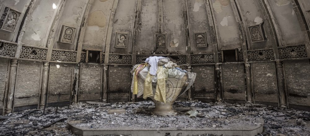Eine vom IS zerstörte Kirche in Karakosch im Irak.