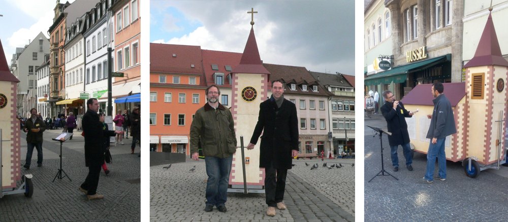 Heiko Kuschel und Ullrich Göbel mit der Wagenkirche