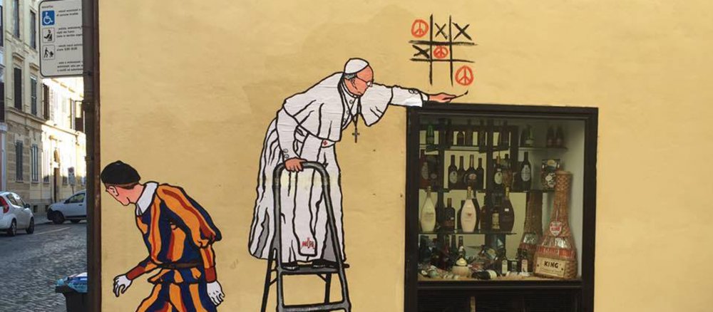 Papst-Wandbild von Mauro Pallotta