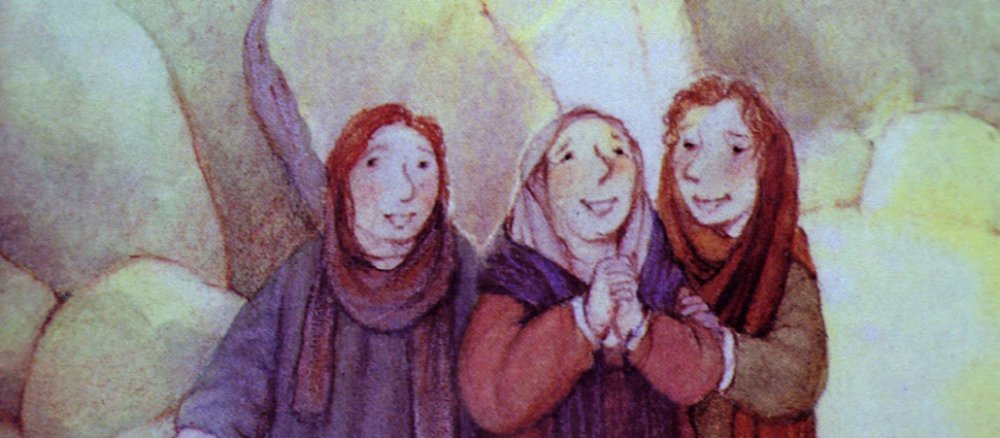 Frauen vor dem Grab