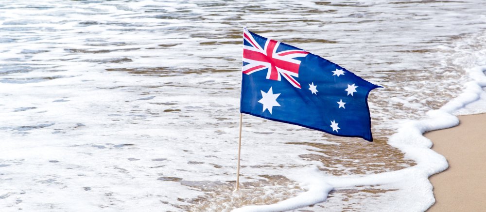 Australische Flagge am Strand