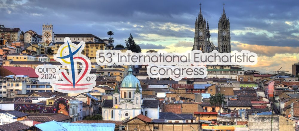 Logo des eucharistischen Kongresses vor Quito