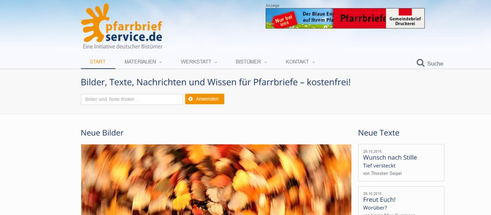 Screenshot Pfarrbriefservice