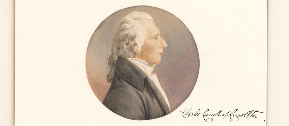 Porträt von Charles Carroll mit seiner Unterschrift