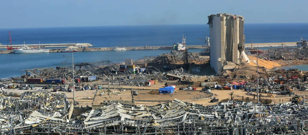 Der zerstörte Hafen von Beirut