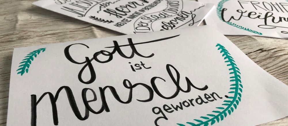 Handlettering Weihnachtskarten