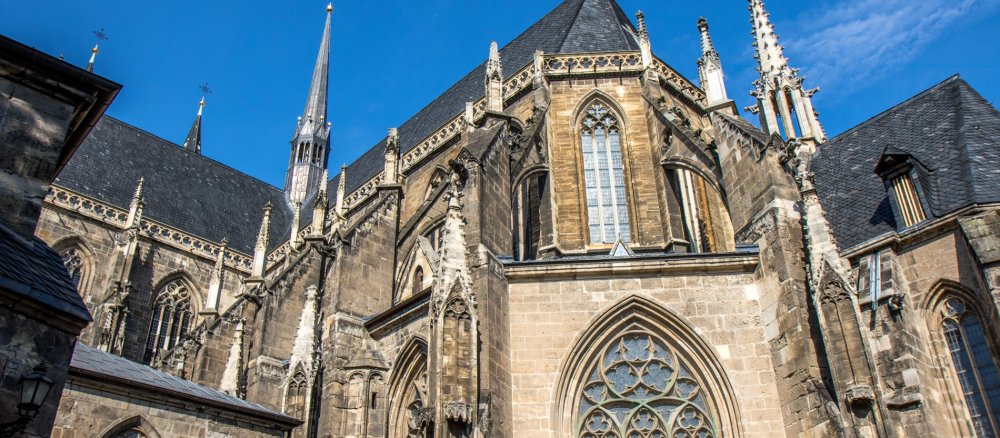 Eine Detailaufnahme des Doms zu Halberstadt.