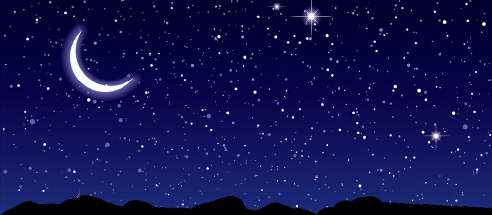 Eine mondhelle Nacht mit unzähligen Sternem am Firmament.