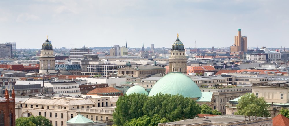 Die Skyline auf Berlin.