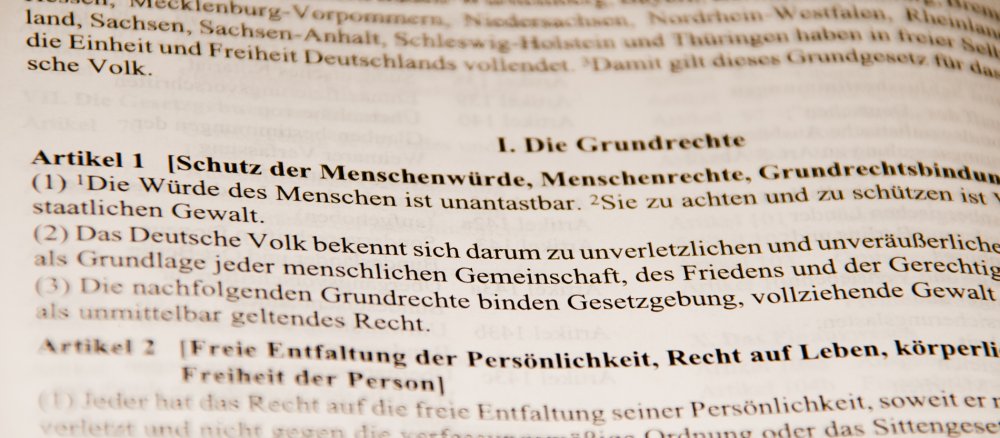 Artikel 1 des Grundgesetzes: Die Würde des Menschen ist unantastbar.