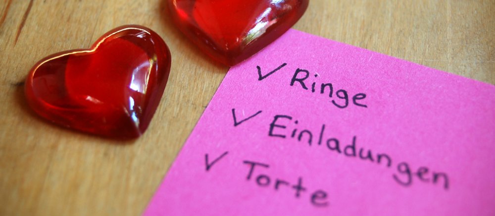 Eine kleine Checkliste für die Hochzeitsfeier.
