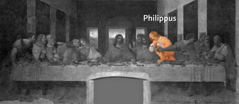 Das weltberühmte Gemälde des letzten Abendmahls von Leonardo da Vinci: Philippus.