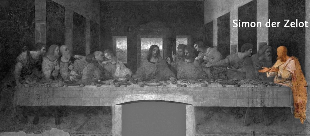 Das weltberühmte Gemälde des letzten Abendmahls von Leonardo da Vinci: Simon der Zelot.