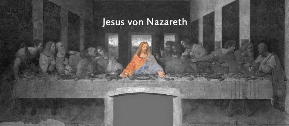 Das weltberühmte Gemälde des letzten Abendmahls von Leonardo da Vinci: Jesus Christus.