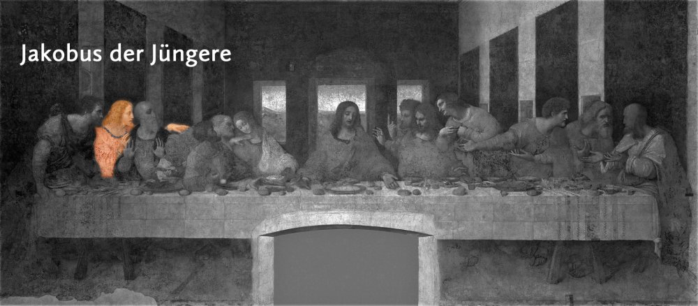 Das weltberühmte Gemälde des letzten Abendmahls von Leonardo da Vinci: Jakobus der Jüngere.