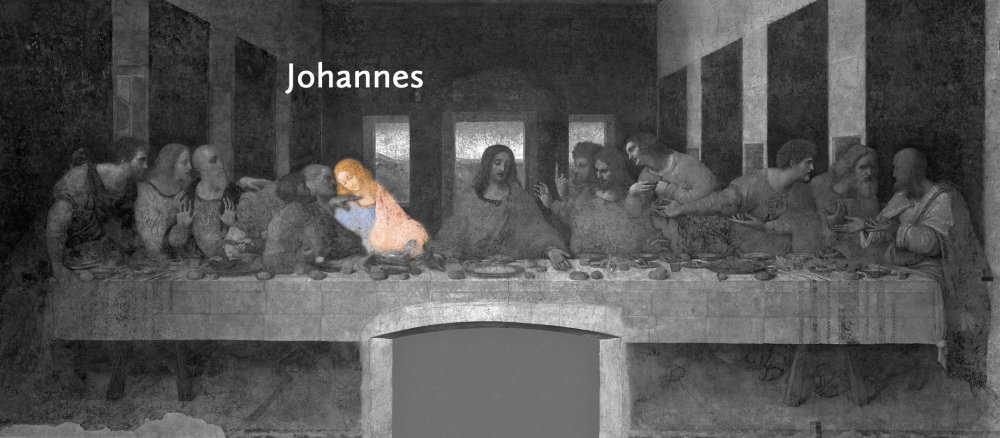Das weltberühmte Gemälde des letzten Abendmahls von Leonardo da Vinci: Johannes.