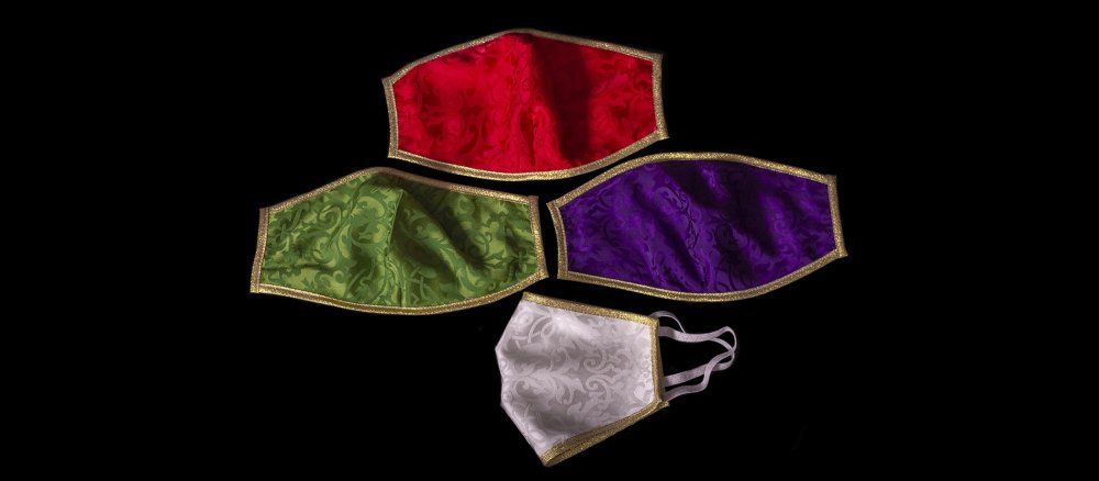 Liturgischer Mund-Nasen-Schutze in vier liturgischen Farben