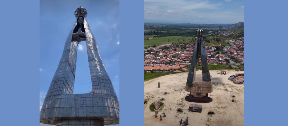 Die Marienfigur besteht aus Metall.