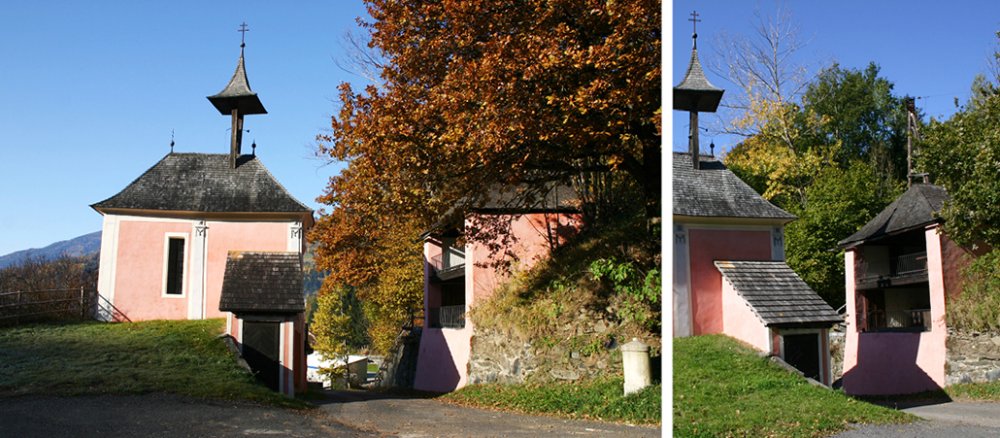 Die Geteilte Kirche, von der Straße aus gesehen.