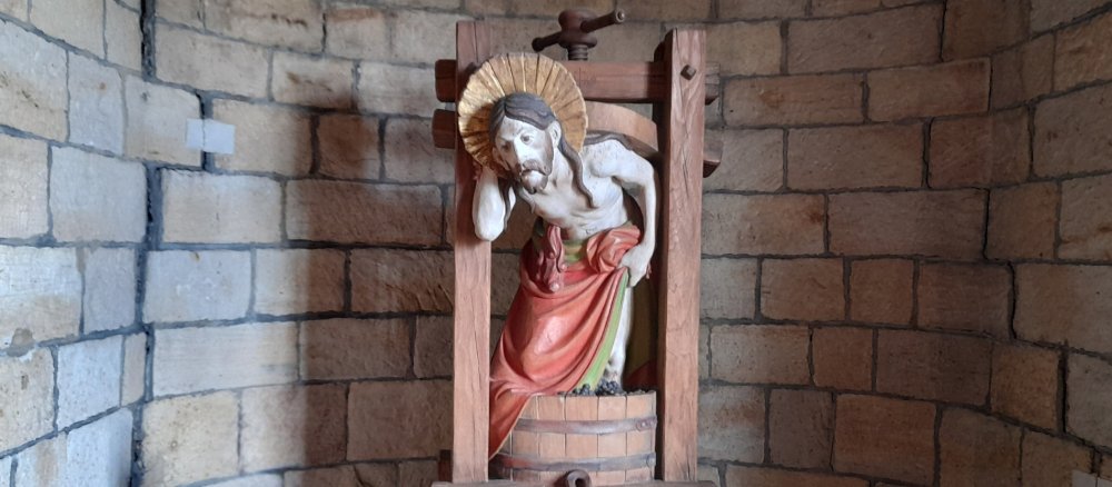Darstellung "Jesus in der Weinpresse" im Herz-Jesu-Kloster Neustadt an der Weinstraße