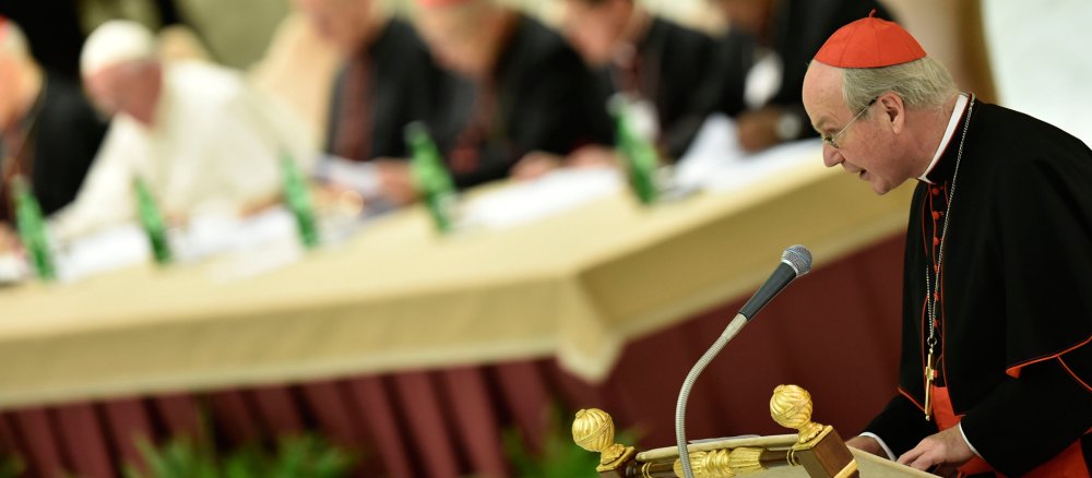 Kardinal Christoph Schönborn bei einer Rede im Vatikan.