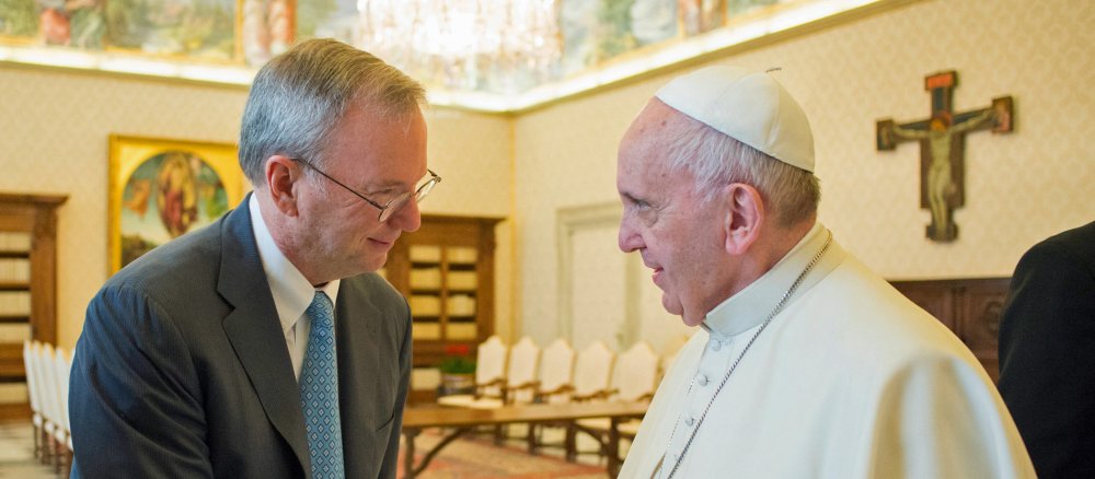Papst Franziskus empfängt Google-Chef Eric Schmidt im Vatikan.