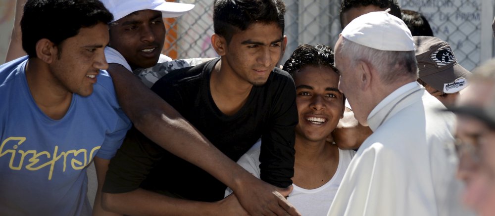 Papst Franziskus trifft Flüchtlinge auf Lesbos.