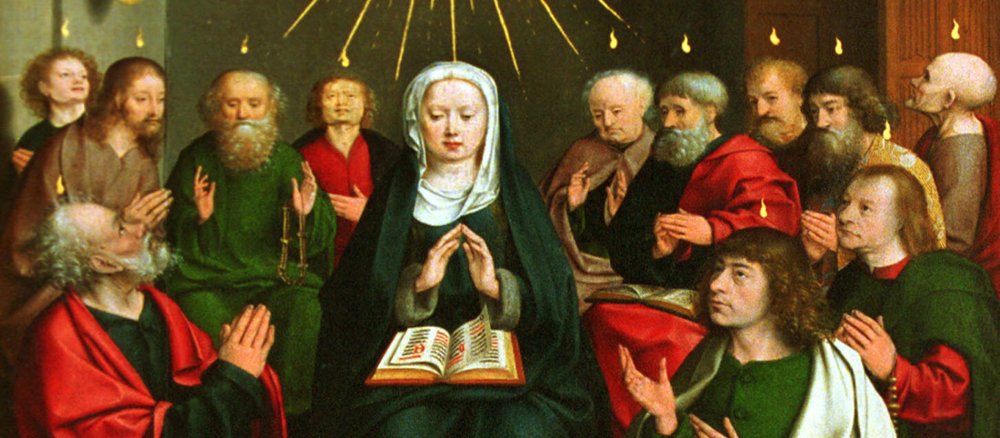 Der Heilige Geist kommt auf Maria und die zwölf Apostel herab.