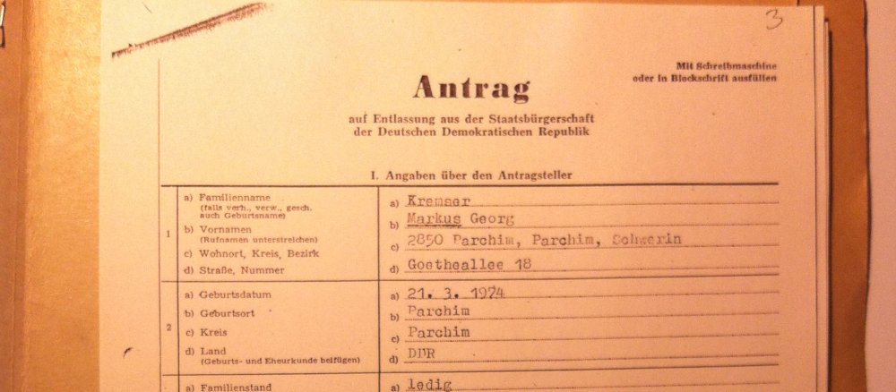 Antrag auf Entlassung aus der DDR-Staatsbürgerschaft