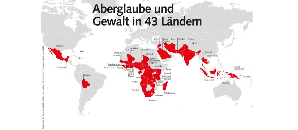 Die Weltkarte Hexenwahn 2022 in der Presseversion von missio