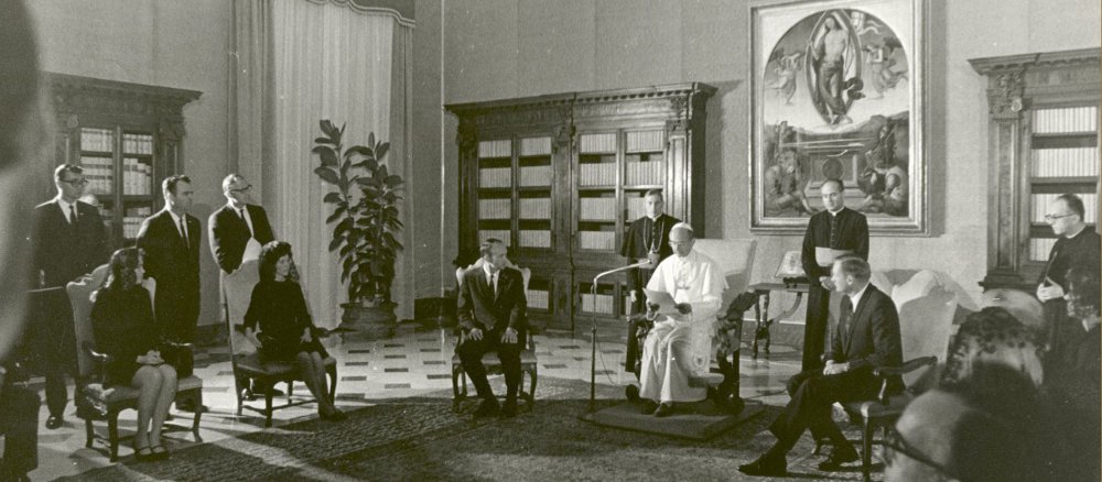 Papst Paul VI. empfängt die Astronauten der Mondmission Apollo 11