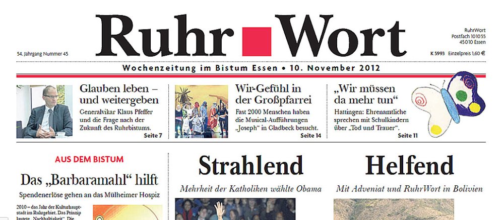 Das Ruhrwort, die Kirchenzeitung im Bistum Essen, bangt laut Insidern um seine Existenz.